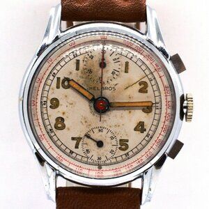 Rare Early Vintage Helbros 35mm Chronograph Men's Watch Swiss Made Venus Cal 170
